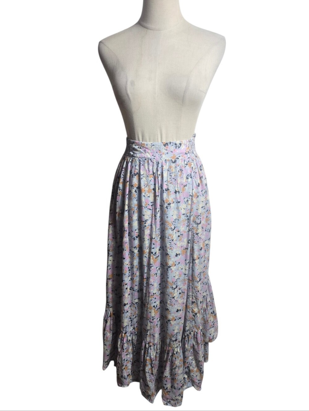 Free People Light Blue Floral Maxi Skirt